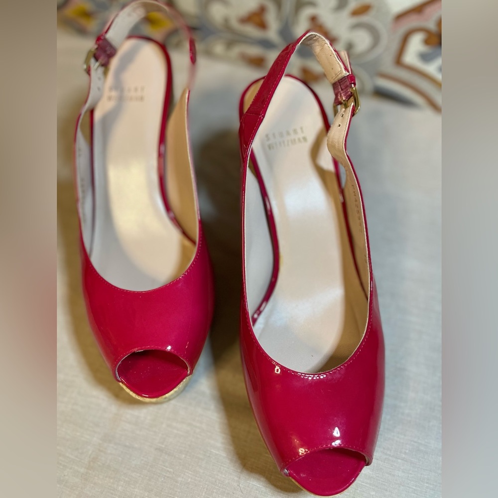 Stuart Weitzman Sandal, Red Patent Leather, size 10